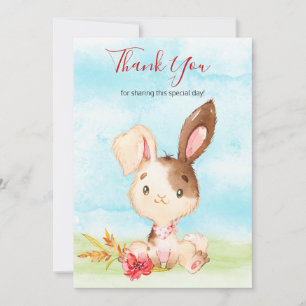 Watercolor Bunny Farm Thank You Card