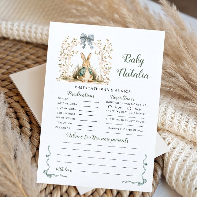 Watercolor Bunny Floral Arch Baby Predictions Game (Creator Uploaded)