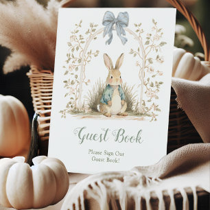 Watercolor Bunny Floral Arch Guest Book Pedestal Sign