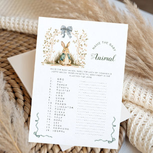 Watercolor Bunny Floral Arch Name the Baby Animal 