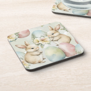 Watercolor Bunny Garden Coaster