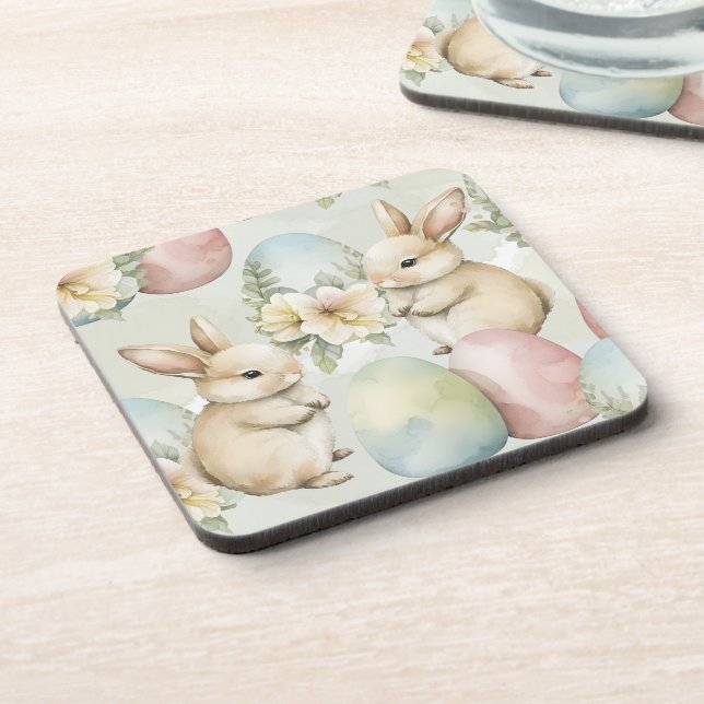Watercolor Bunny Garden Coaster (Left Side)