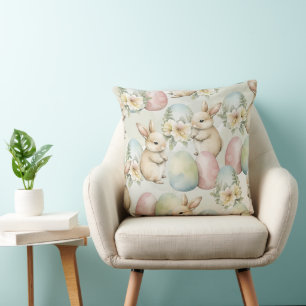 Watercolor Bunny Garden Cushion