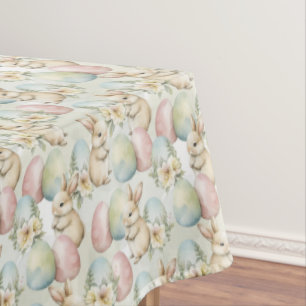 Watercolor Bunny Garden Tablecloth