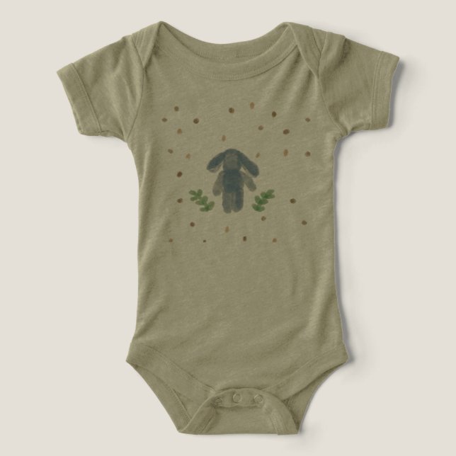Watercolor Bunny Gender Neutral Drawn Baby Shirt (Design Front)