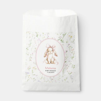 Watercolor bunny grandmillennial bow pink baby Favour Bags