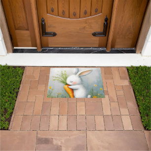 Watercolor Bunny Happy Harvest Doormat