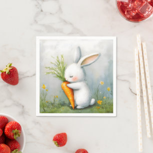 Watercolor Bunny Happy Harvest Napkin