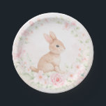 Watercolor Bunny Rabbit Floral Wreath Baby Shower Paper Plate<br><div class="desc">Watercolor Bunny Rabbit Floral Wreath Baby Shower Paper Plates. Celebrate your little one with this adorable watercolor bunny rabbit party plates. Featuring a cute bunny in a delicate wreath of pink flowers and greenery,  this design is perfect for baby showers,  Easter decor,  or everyday spring decor.</div>