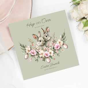 Watercolor Bunny Rabbits Floral Easter Brunch Egg Napkin