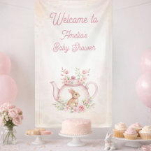 Watercolor Bunny Tea Party Floral Girl Baby Shower