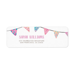 Watercolor Bunting & Modern Script Return Address