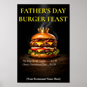 Watercolor Burger King Father's Day Restaurant Poster