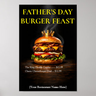 Watercolor Burger King Father's Day Restaurant Poster