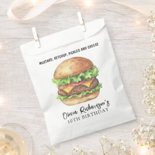 Watercolor Burger Party Birthday Favour Bags
