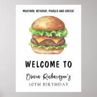 Watercolor Burger Party Birthday