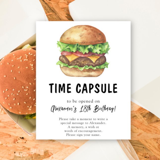 Watercolor Burger Time Capsule 1st birthday Poster (Creator Uploaded)