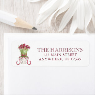 Watercolor Burgundy Amaryllis Christmas Address