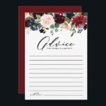 Watercolor Burgundy and Navy Flowers Wedding Advice Card<br><div class="desc">Give your advice to the newlyweds with this customisable wedding advice card. It features watercolor floral garland of red,  burgundy,  blush and navy blue flowers with greenery accents. Personalise this floral wedding advice card by adding your own texts. This floral advice card is perfect for fall weddings.</div>
