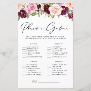 Watercolor Burgundy and Peach Flowers Phone Game
