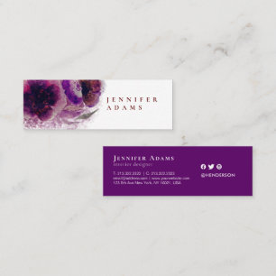 Watercolor Burgundy and Plum Floral Painting Mini Business Card