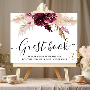 Watercolor Burgundy Blush Pink & Red Floral   Poster
