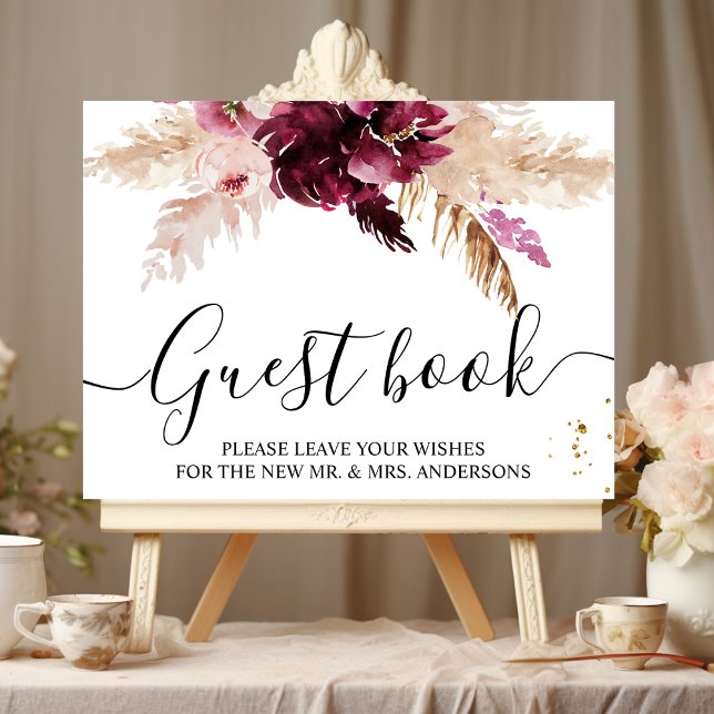  Watercolor Burgundy Blush Pink & Red Floral   Poster (Creator Uploaded)