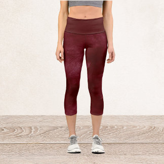 Watercolor Burgundy Capri Leggings