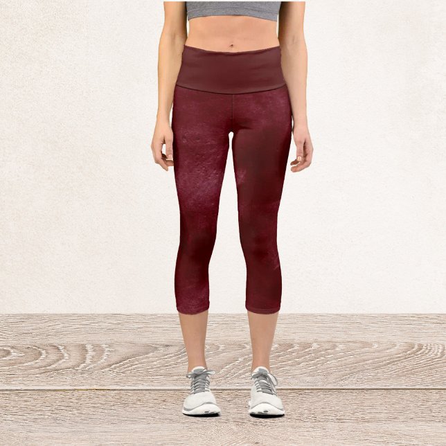 Watercolor Burgundy Capri Leggings (Creator Uploaded)