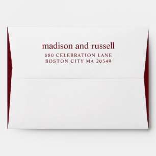 Watercolor Burgundy Deep Red Wedding Envelope
