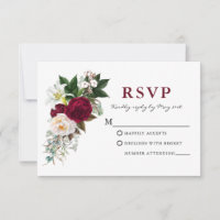 Watercolor Burgundy Floral Greenery W RSVP