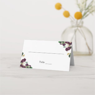 Watercolor Burgundy Floral Wedding  Place Card