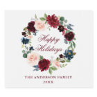 Watercolor Burgundy Floral Wreath Holiday Party