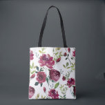 Watercolor Burgundy Flowers | Floral Pattern Tote Bag<br><div class="desc">Feminine and elegant watercolor floral tote bag featuring burgundy peonies. This design is available in other products.</div>