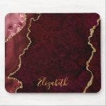 Watercolor Burgundy Gold Marble Agate Geode Mouse Pad<br><div class="desc">Modern Elegant Watercolor Burgundy and Gold Marble Agate Geode Mouse Pad</div>