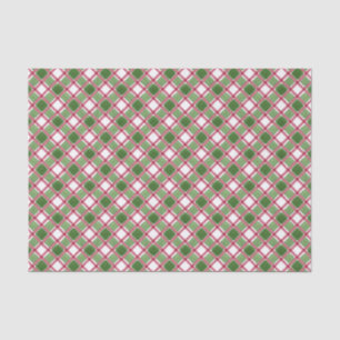 Watercolor Burgundy & Green Christmas Plaid Tissue Paper