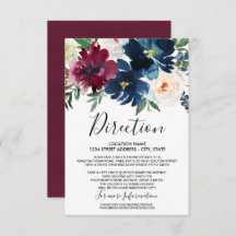 Watercolor Burgundy Navy Flowers Wedding