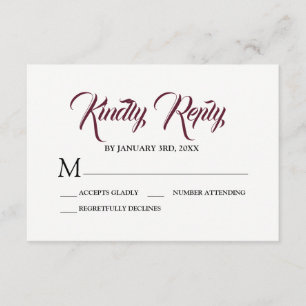 Watercolor Burgundy Red Floral RSVP Response Card