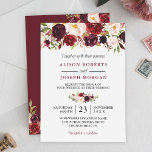 Watercolor Burgundy Red Floral Rustic Boho Wedding Invitation<br><div class="desc">*** See Matching Items: https://zazzle.com/collections/119552305648576390 *** ||| 

Watercolor Burgundy Red Floral Rustic Boho Wedding Invitation. For further customisation,  please click the "customise further" link and use our design tool to modify this template. If you need help or matching items,  please contact me.</div>