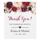 Watercolor Burgundy Red Floral Wedding Thank You