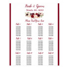 Watercolor Burgundy Red Rose Wedding Seating Chart