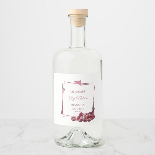 Watercolor Burgundy Wild berries Liquor Bottle Label (Front)