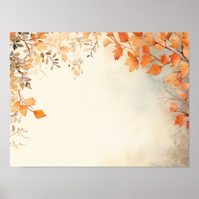 Watercolor Burnt Orange Autumn Leaves  Poster (Front)