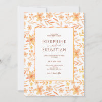 Watercolor Burnt Orange Floral Pattern Wedding