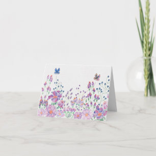 Watercolor Butterflies and Flowers Card