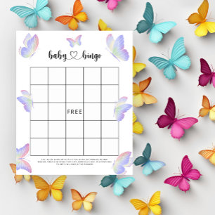 Watercolor Butterflies - Baby shower bingo game
