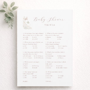 Watercolor Butterflies Baby Shower Trivia Card