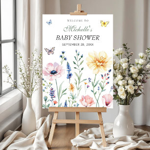 Watercolor Butterflies Baby Shower Welcome Sign