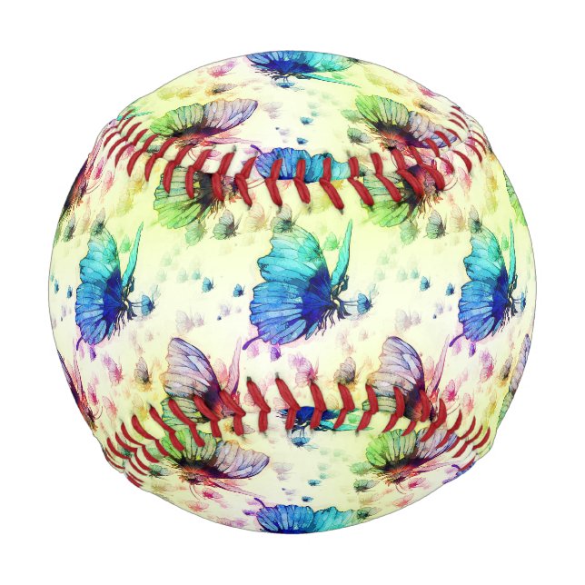 Watercolor Butterflies Baseball (Front)