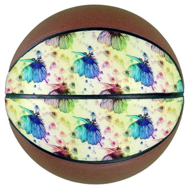 Watercolor Butterflies Basketball (Front)